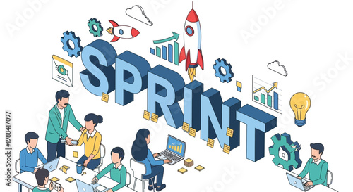 Sprint Team Brainstorming Session: Conceptual Visuals for Efficient Project Development