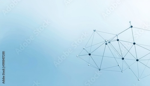 A network of interconnected lines and dots against a gradient blue background