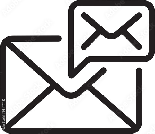 Email message icon with speech bubble for communication and notification
