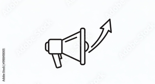 Megaphone with upward arrow icon representing promotion and growth.