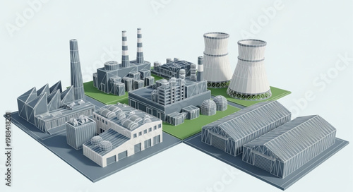 Miniature Industrial Factory Buildings and Structures Collection.