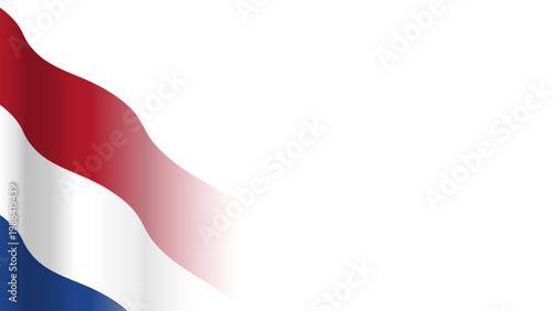 Vector waving Flag of the Kingdom of the Netherlands. Waving Netherlands flag with empty, blank, copy space on transparent background. Design element for presentation, banner,  web. Place for text