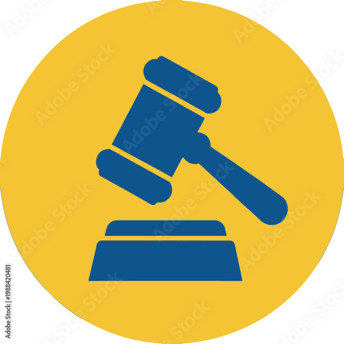 Gavel Icon on Yellow Circular Background