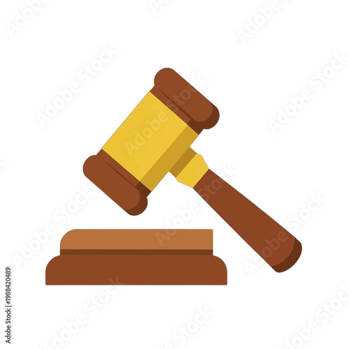 Gavel Resting on Wooden Block Flat Icon