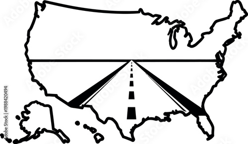 Map of united states with road perspective vector illustration