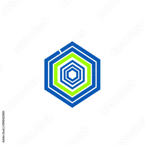 Modern Hexagonal Geometric Logo Design Abstract Technology Shape Blue Green