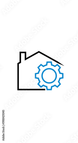Modern House Icon Representing Engineering And Construction Solutions