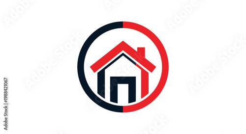 Modern House Icon Within Circle for Real Estate, Property, and Investment Designs
