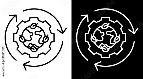 Suistanability White Icon Set Design