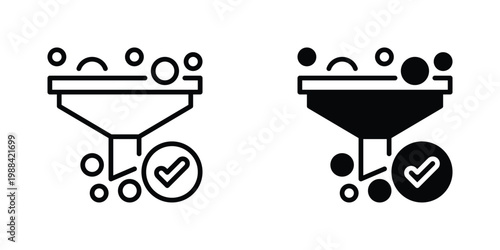 Data Funnel Vector Line Icon for Marketing and Analytics