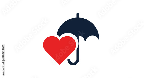 Protecting Love And Affection: Heart Symbol Shielded By An Umbrella Icon