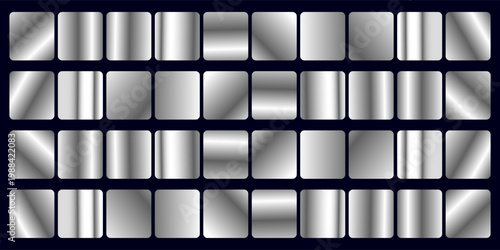 Set of Silver foil texture background. Realistic silver, gradient mesh. High resolution