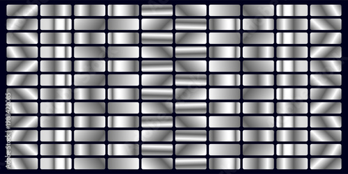 Set of Silver foil texture background. Realistic silver, gradient mesh. High resolution