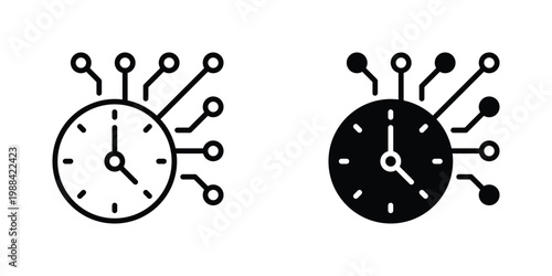 Real Time Data Vector Line Icon for Analytics and Monitoring
