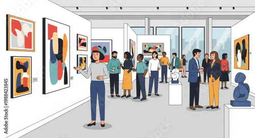 People in Art Gallery Viewing.