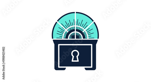 Secure Treasure Chest Icon With Radiant Sunburst Detail