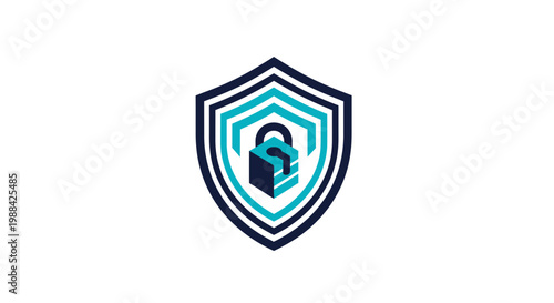 Secure Digital Shield Icon With Padlock For Data Protection
