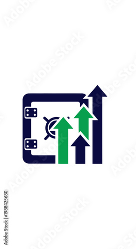 Secure Financial Growth: Vault and Arrows Depicting Investment Strategies and Expanding Value