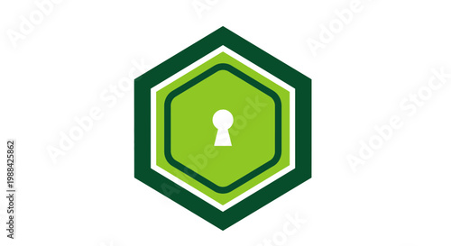 Secure Hexagonal Icon With Keyhole Symbol Digital Security Concept