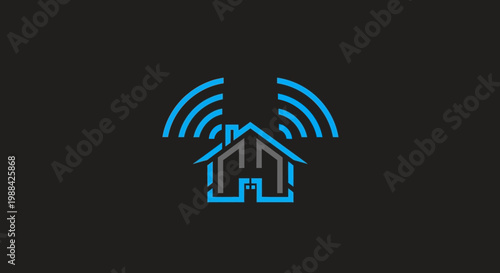 Smart Home Connectivity Icon Modern Network Signal House Design