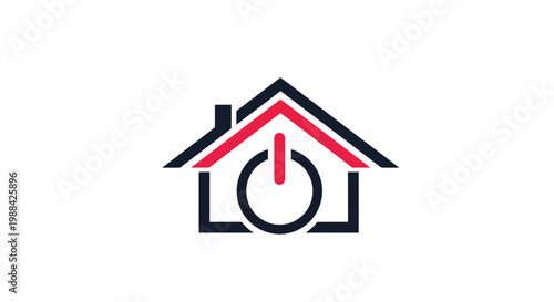 Smart Home Power Button Icon Represents Automated Living