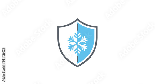 Snowflake Shield Illustration: A Design Representing Cold Weather Security and Protection