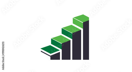 Staircase-Shaped Chart Representing Growth, Progress, and Success in Business Development