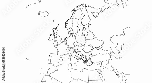 Outline map showing countries and bodies of water across Europe and North Africa