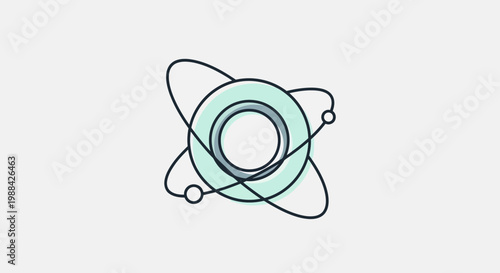 Stylized Atom Icon Representing Scientific Discovery And Innovation