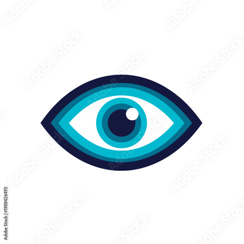 Stylized Blue Eye Icon Minimalist Graphic Design Art