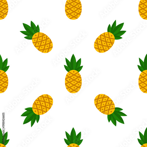 Seamless pattern of pineapples isolated on a transparent background