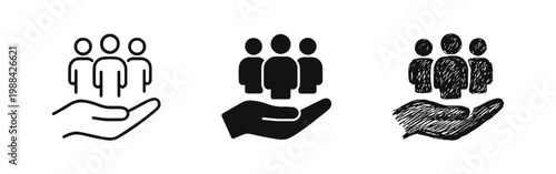 Hand Protecting People Insurance and Human Resources Icons
