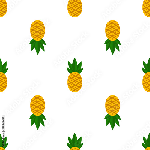 Seamless pattern of pineapples on a transparent background