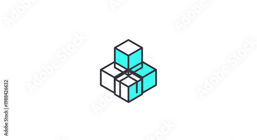 Stylized Isometric Boxes Stacked For Shipping And Delivery Solutions