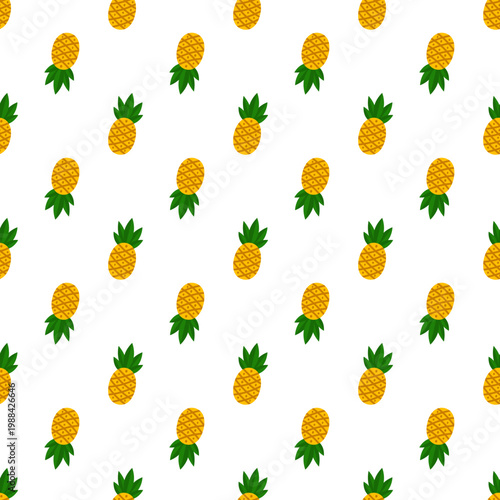 Seamless pattern of pineapples isolated on a transparent background for design and illustration