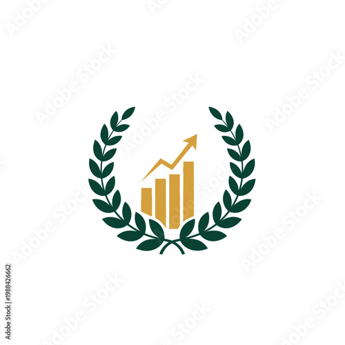 Success Chart Laurel Wreath Symbolizing Growth And Achievement