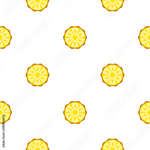 Pineapple slices pattern isolated on transparent background