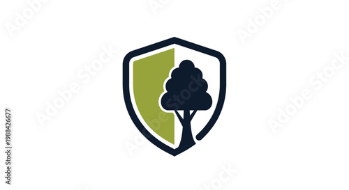 Shield Tree Logo Represents Protection, Nature, Conservation and Environmental Consciousness