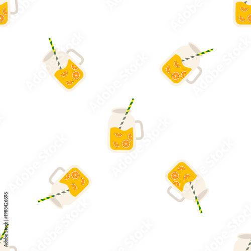 Refreshing citrus drink in a mason jar with straw isolated on transparent background