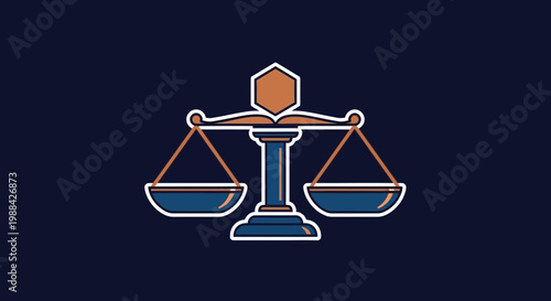 Symbolic Representation of Justice, Law, and Balance in a Vector Illustration Design