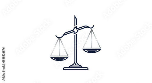 Symbolic Representation of Justice, Law, and Balance in a Minimalist Illustration