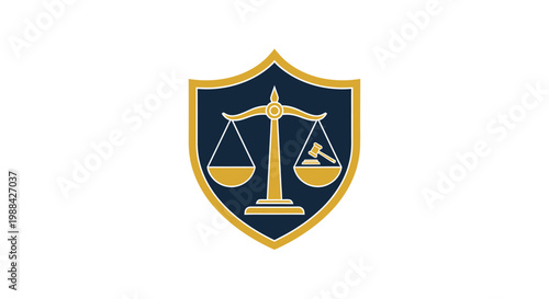 Symbolic Representation of Law and Justice, A Modern Shield Emblem Design
