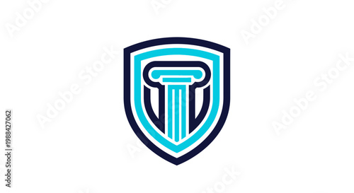 Symbolic Representation of Law Firm, Legal Aid, and Justice System with Shield and Column