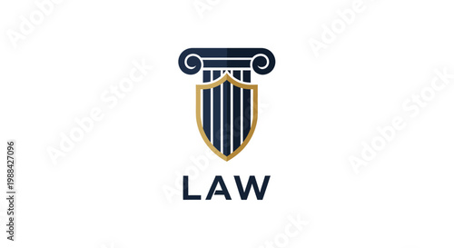 Symbolic Representation Of Law Justice And Order With Modern Shield And Pillar Design