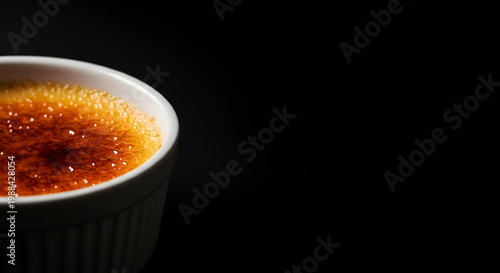 Close-up of Caramelized Sugar Crust on Vanilla Custard Dessert