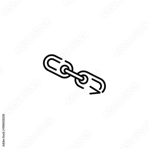 Vector icon of a broken chain link pointing downward