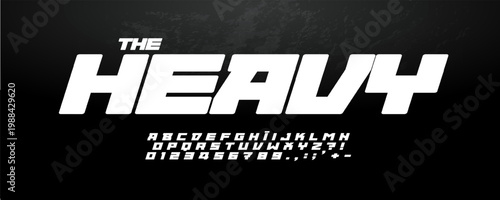 Heavy Italic Font Sport Logo Alphabet English Letter Number Set Modern Typography, Automotive Typographic Design for Race Title Text, Poster Headline, Block Geometric Dynamic Fonts. Vector Typeface