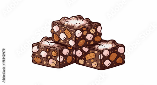 Delicious chocolate treats filled with nuts and marshmallows