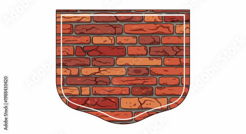 Cartoon shield shape filled with a detailed brick wall pattern