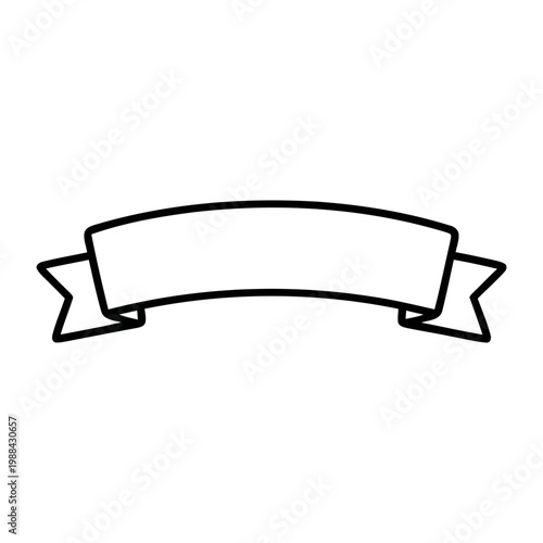 Empty Ribbon Banner Icon Minimalist Curved Decoration for Text and Titles